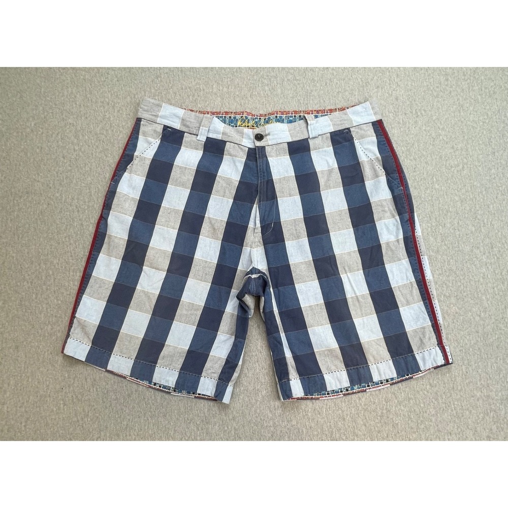Robert Graham Shorts Mens 36 Plaid 100% Cotton Flat Front Chino 9" Inseam